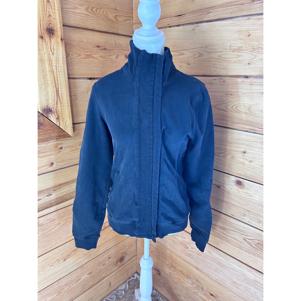 Lululemon Black Full Zip Funnel Neck Track Jacket Quilted Elbow‎ Patches